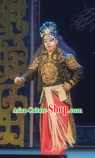 Shuang Ba Lang Chinese Sichuan Opera Martial Male Apparels Costumes and Headpieces Peking Opera Wusheng Garment Swordsman Clothing