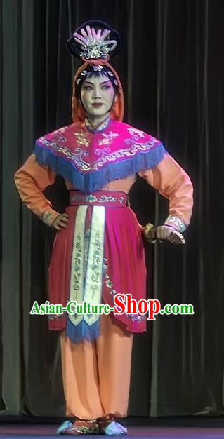 Chinese Sichuan Opera Swordswoman Garment Costumes and Hair Accessories Shuang Ba Lang Traditional Peking Opera Martial Female Dress Apparels
