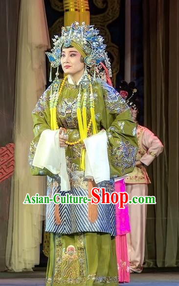 Chinese Sichuan Opera Pantaloon Garment Costumes and Hair Accessories Shuang Ba Lang Traditional Peking Opera Elderly Female Dress Dame Apparels