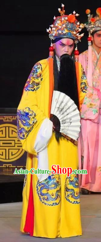Shuang Tian Guan Chinese Sichuan Opera Emperor Apparels Costumes and Headpieces Peking Opera Laosheng Garment Elderly Male Clothing