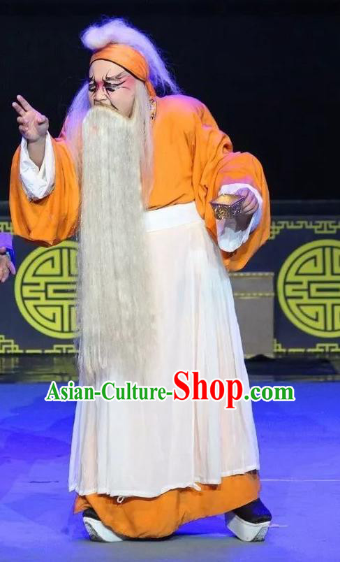 Shuang Tian Guan Chinese Sichuan Opera Old Man Apparels Costumes and Headpieces Peking Opera Laosheng Garment Clothing