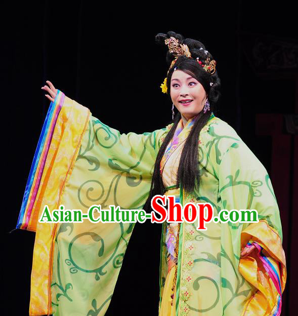 Chinese Sichuan Opera Consort Mei Niang Garment Costumes and Hair Accessories Xi Zhao Qi Shan Traditional Peking Opera Young Female Dress Hua Tan Apparels