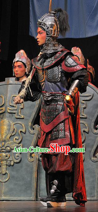 Xi Zhao Qi Shan Chinese Sichuan Opera Soldier Armor Apparels Costumes and Headpieces Peking Opera General Garment Clothing