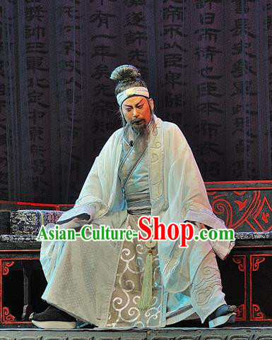 Xi Zhao Qi Shan Chinese Sichuan Opera Laosheng Apparels Costumes and Headpieces Peking Opera Elderly Male Garment Strategist Zhuge Liang Clothing