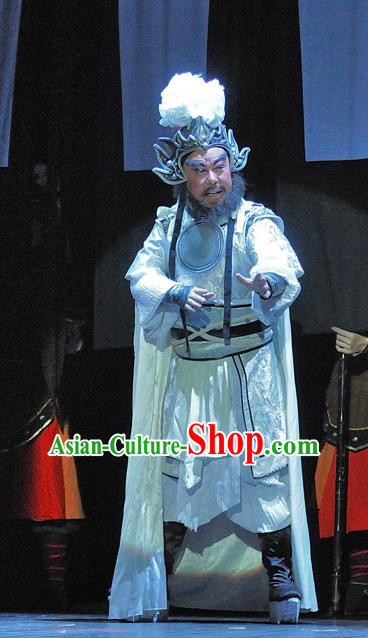 Xi Zhao Qi Shan Chinese Sichuan Opera Elderly Male Apparels Costumes and Headpieces Peking Opera General Wei Yan Garment Armor Clothing