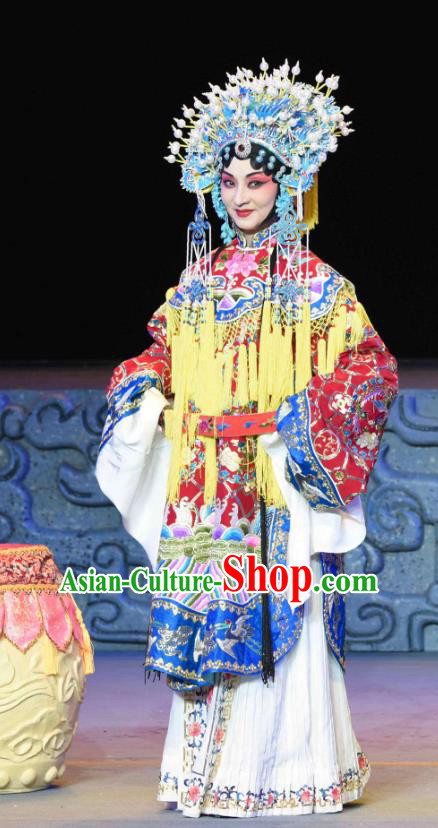 Chinese Sichuan Opera Empress Xi Hui Garment Costumes and Hair Accessories Qing Yun Palace Traditional Peking Opera Hua Tan Dress Queen Apparels