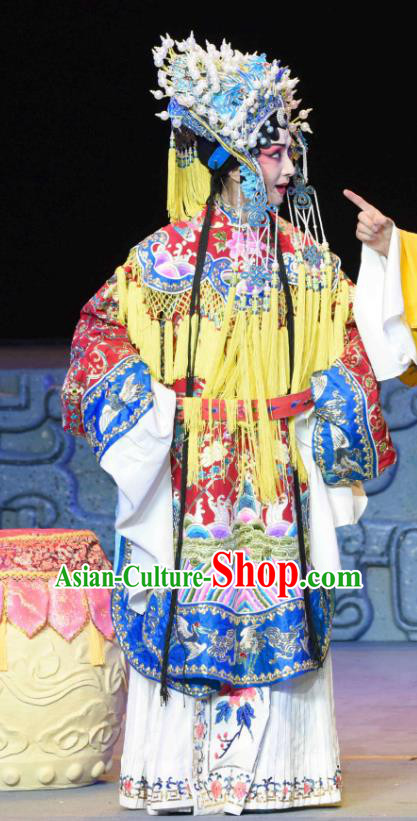 Chinese Sichuan Opera Empress Xi Hui Garment Costumes and Hair Accessories Qing Yun Palace Traditional Peking Opera Hua Tan Dress Queen Apparels