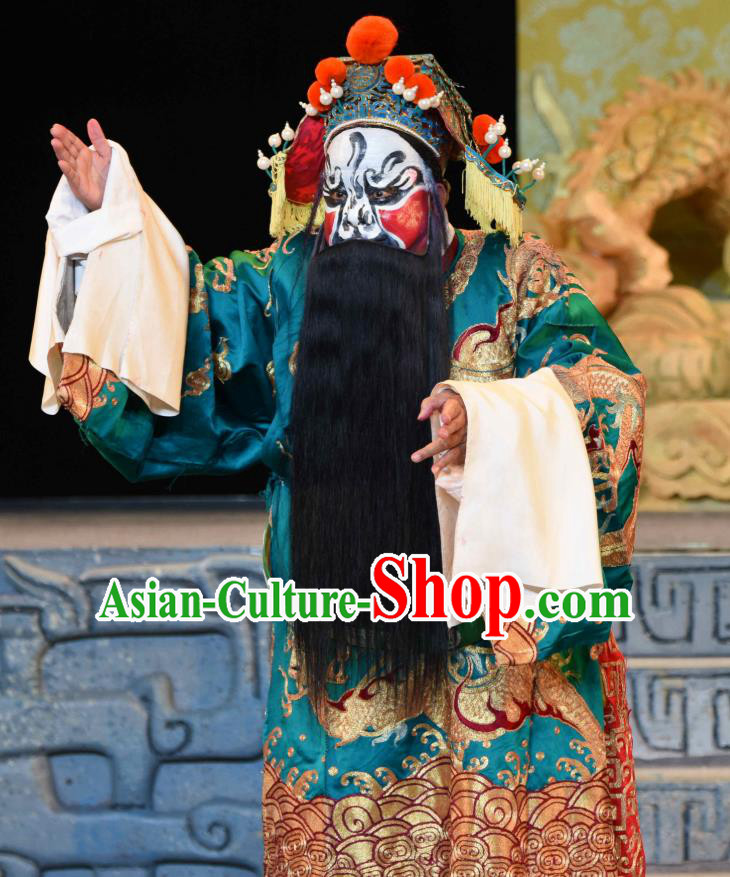 Qing Yun Palace Chinese Sichuan Opera Painted Role Apparels Costumes and Headpieces Peking Opera Emperor Garment Lord Clothing