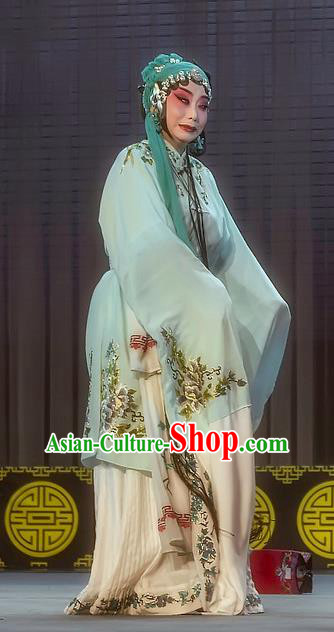 Chinese Sichuan Opera Distress Maiden Garment Costumes and Hair Accessories Da Hong Tai Traditional Peking Opera Young Female Dress Actress Geng Niang Apparels