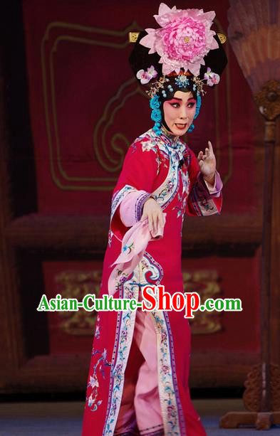 Chinese Beijing Opera Hua Tan Apparels Costumes and Headdress Xiang Jiuxiao Traditional Peking Opera Qing Dynasty Noble Consort Dress Garment