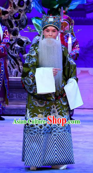 Mrs Anguo Chinese Peking Opera Elderly Male Garment Costumes and Headwear Beijing Opera Laosheng Apparels Official Clothing