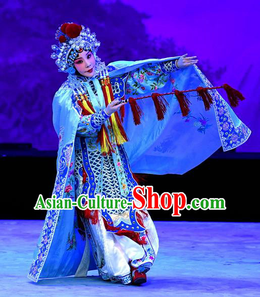 Chinese Beijing Opera Martial Female Apparels Costumes and Headpieces Traditional Peking Opera Mrs Anguo Wudan Liang Hongyu Dress Swordswoman Garment