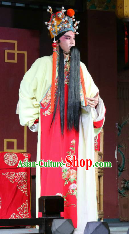 The Palace of Eternal Youth Love Chinese Sichuan Opera Emperor Apparels Costumes and Headpieces Peking Opera Elderly Male Garment Laosheng Clothing
