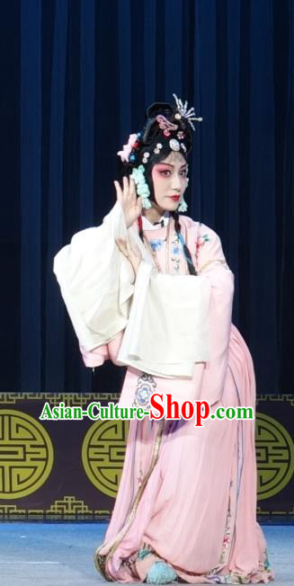 Chinese Sichuan Opera Actress Wang Ruilan Garment Costumes and Hair Accessories Shuang Bai Yue Traditional Peking Opera Hua Tan Dress Diva Apparels