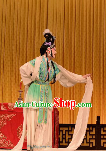 Chinese Sichuan Opera Hua Tan Lian Niang Garment Costumes and Hair Accessories Mother of Mu Lian Traditional Peking Opera Actress Dress Fairy Apparels