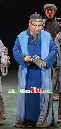 Scholar of Ba Shan Chinese Sichuan Opera Elderly Male Apparels Costumes and Headpieces Peking Opera Old Scholar Garment Sun Dengke Clothing