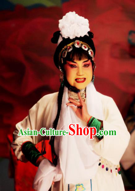 Chinese Sichuan Opera Diva Garment Costumes and Hair Accessories Dou E Yuan Traditional Peking Opera Tsing Yi Dress Distress Female Apparels