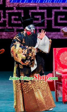 Qin Xianglian Chinese Sichuan Opera Official Bao Zheng Apparels Costumes and Headpieces Peking Opera Elderly Male Garment Painted Role Clothing