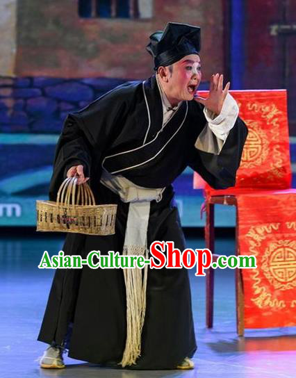 He Zhu Pei Chinese Sichuan Opera Servant Zhao Wang Apparels Costumes and Headpieces Peking Opera Clown Garment Clothing