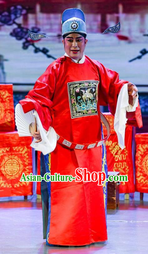 He Zhu Pei Chinese Sichuan Opera Number One Scholar Zhao Peng Apparels Costumes and Headpieces Peking Opera Xiaosheng Garment Niche Clothing
