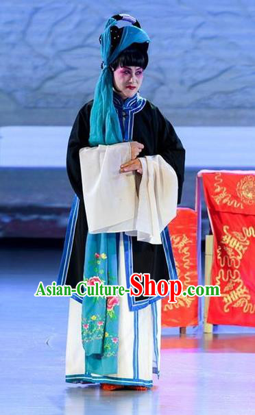 Chinese Sichuan Opera Distress Maiden Garment Costumes and Hair Accessories He Zhu Pei Traditional Peking Opera Maid Lady He Zhu Dress Tsing Yi Apparels