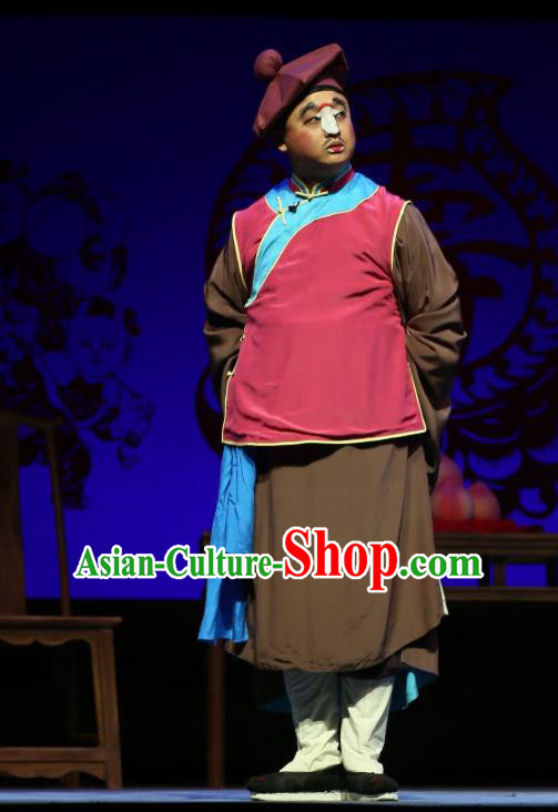 He Zhu Pei Chinese Sichuan Opera Servant Wang Xing Apparels Costumes and Headpieces Peking Opera Garment Clown Clothing