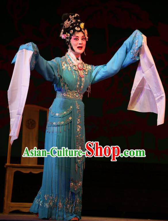 Chinese Sichuan Opera Rich Lady Garment Costumes and Hair Accessories He Zhu Pei Traditional Peking Opera Hua Tan Dress Actress Jin Zhenfeng Apparels