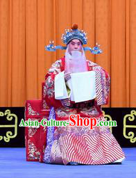 Yu Bei Pavilion Chinese Peking Opera Laosheng Garment Costumes and Headwear Beijing Opera Elderly Official Apparels Clothing