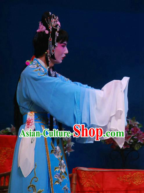 Chinese Sichuan Opera Actress Zhu Yingtai Garment Costumes and Hair Accessories Fang You Traditional Peking Opera Hua Tan Dress Young Lady Apparels
