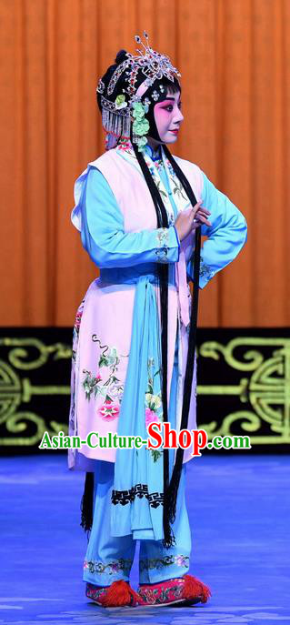 Chinese Beijing Opera Young Beauty Apparels Costumes and Headpieces Traditional Peking Opera Yu Bei Pavilion Xiaodan Wang Shuying Dress Garment