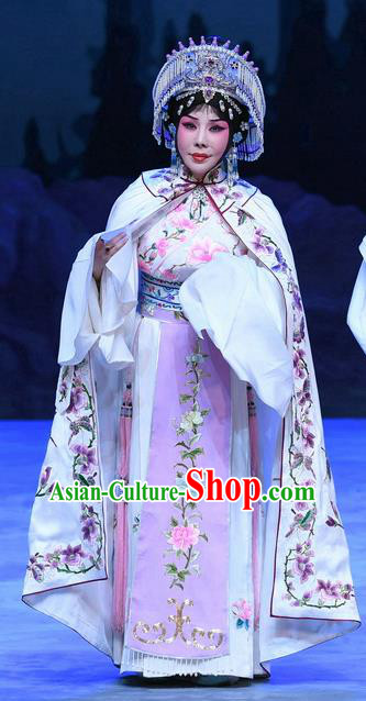Chinese Beijing Opera Diva Zhu Lianxiu Apparels Costumes and Headdress Traditional Peking Opera Actress Dress Hua Tan Garment