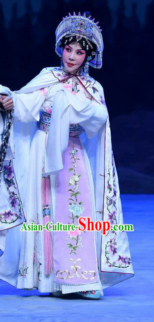 Chinese Beijing Opera Diva Zhu Lianxiu Apparels Costumes and Headdress Traditional Peking Opera Actress Dress Hua Tan Garment