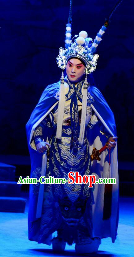 Love Bell Tower Chinese Peking Opera Takefu Garment Costumes and Headwear Beijing Opera Wusheng Apparels Martial Male Clothing