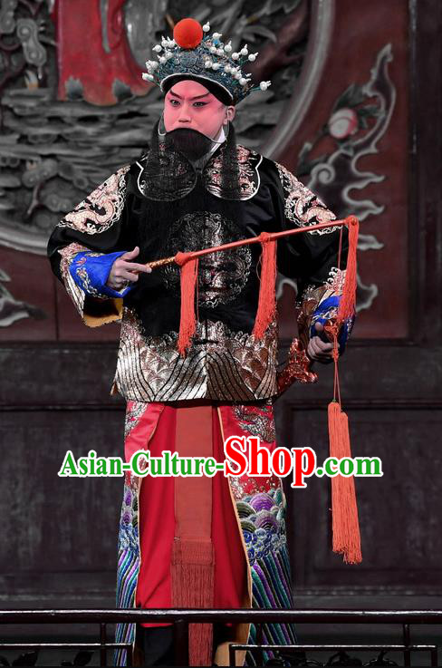 Hong Zong Lie Ma Chinese Peking Opera Martial Male Xue Pinggui Garment Costumes and Headwear Beijing Opera Wusheng Apparels General Clothing