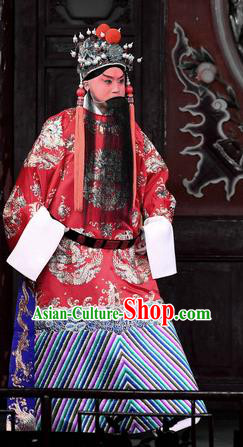 Hong Zong Lie Ma Chinese Peking Opera Xue Pinggui Garment Costumes and Headwear Beijing Opera Apparels General Official Clothing