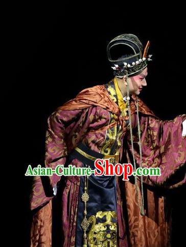 Xin Zhui Chinese Peking Opera Young Male Garment Costumes and Headwear Beijing Opera Xiaosheng Yue Apparels Clothing