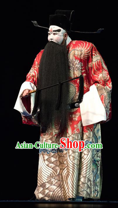 Changban Po Hanjin Kou Chinese Peking Opera Treacherous Official Cao Cao Garment Costumes and Headwear Beijing Opera Laosheng Apparels Clothing