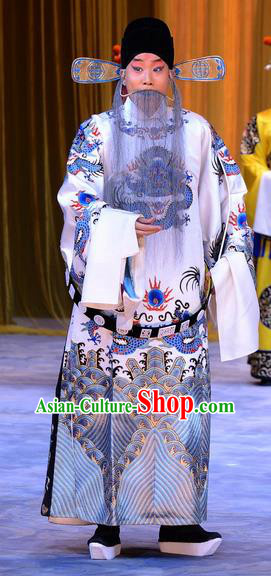 Da Bao Guo Er Jin Gong Chinese Peking Opera Official Yang Bo Garment Costumes and Headwear Beijing Opera Laosheng Apparels Clothing