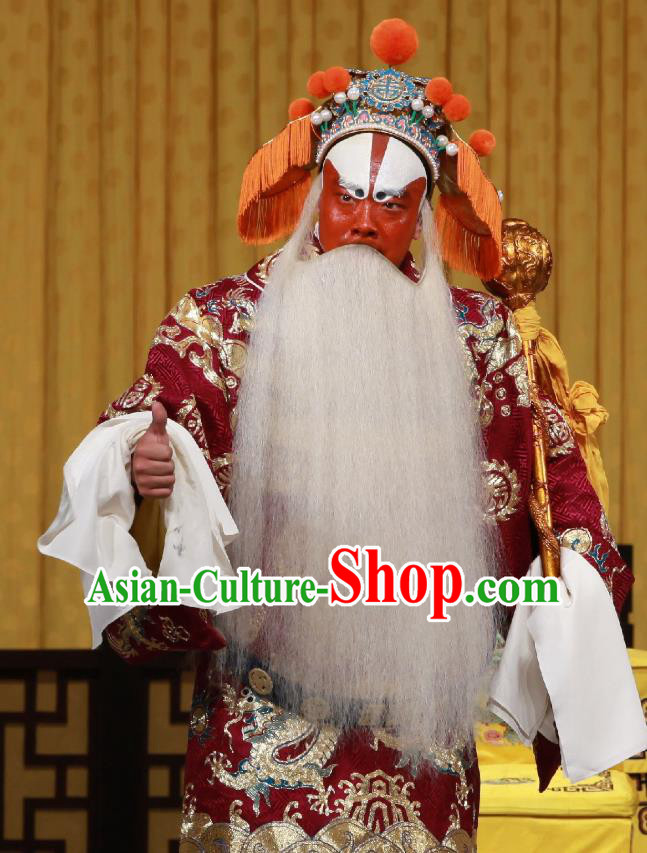 Da Bao Guo Er Jin Gong Chinese Peking Opera Laosheng Garment Costumes and Headwear Beijing Opera Apparels Official Xu Yanzhao Clothing
