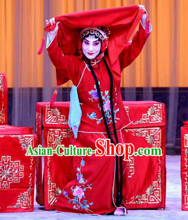 Chinese Beijing Opera Diva Apparels Costumes and Headdress Da Ying Jie Lie Traditional Peking Opera Hua Tan Red Dress Actress Chen Wenxiu Garment