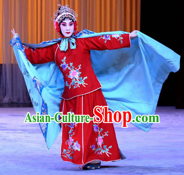 Chinese Beijing Opera Diva Apparels Costumes and Headdress Da Ying Jie Lie Traditional Peking Opera Hua Tan Red Dress Actress Chen Wenxiu Garment