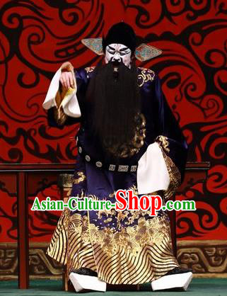 Tai Zhen Wai Zhuan Chinese Peking Opera Official Yang Guozhong Garment Costumes and Headwear Beijing Opera Laosheng Elderly Male Apparels Clothing