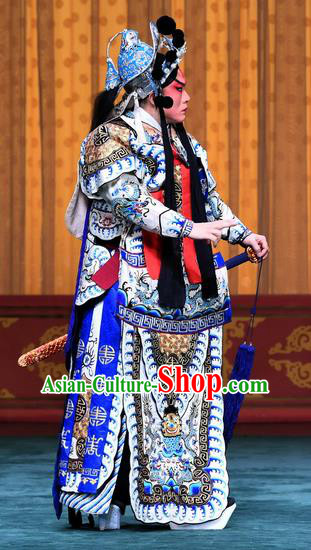 Sacrifice Zhao Shi Gu Er Chinese Peking Opera Martial Male Garment Costumes and Headwear Beijing Opera Wusheng Apparels General Armor Clothing
