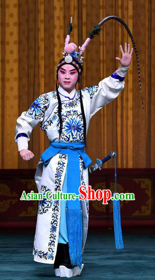 Sacrifice Zhao Shi Gu Er Chinese Peking Opera Young Male Garment Costumes and Headwear Beijing Opera Martial Man Zhao Wu Apparels Clothing