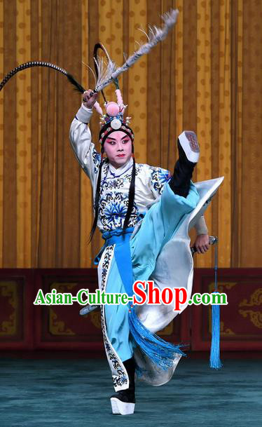 Sacrifice Zhao Shi Gu Er Chinese Peking Opera Young Male Garment Costumes and Headwear Beijing Opera Martial Man Zhao Wu Apparels Clothing