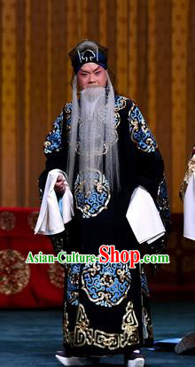 Sacrifice Zhao Shi Gu Er Chinese Peking Opera Elderly Landlord Garment Costumes and Headwear Beijing Opera Laosheng Gongsun Chujiu Apparels Clothing