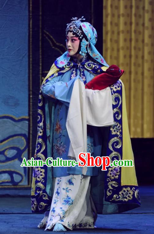 Chinese Beijing Opera Distress Woman Apparels Costumes and Headdress Sacrifice Zhao Shi Gu Er Traditional Peking Opera Young Female Zhuang Ji Dress Garment