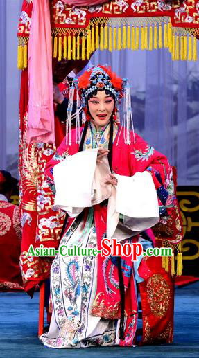 Chinese Beijing Opera Rich Lady Han Xiangling Apparels Costumes and Headdress The Unicorn Purse Traditional Peking Opera Huadan Dress Bride Garment