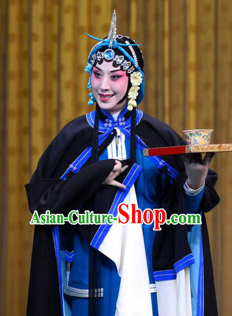 Chinese Beijing Opera Fisher Maiden Xiao Guiying Apparels Costumes and Headpieces Revenge of the Fisherman Traditional Peking Opera Young Female Garment Dress
