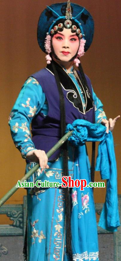 Chinese Beijing Opera Apparels Costumes and Headpieces Revenge of the Fisherman Traditional Peking Opera Fisher Maiden Xiao Guiying Dress Garment